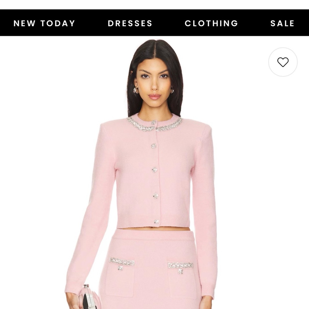 Self-Portrait Pink Cardigan with Embellishments